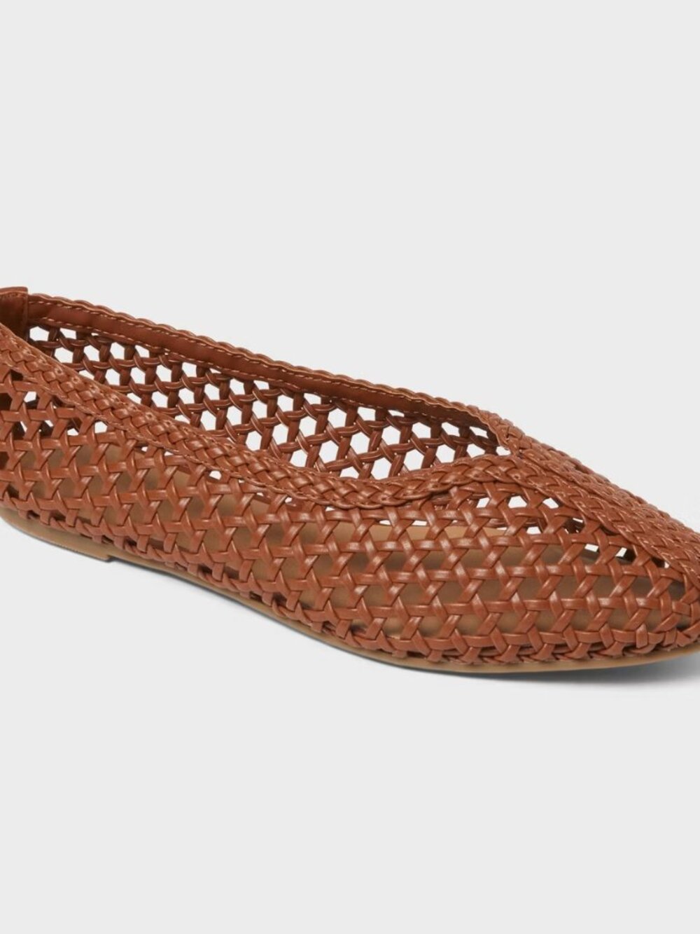 Woven Flats with Memory Foam Insole  - Cognac, 8